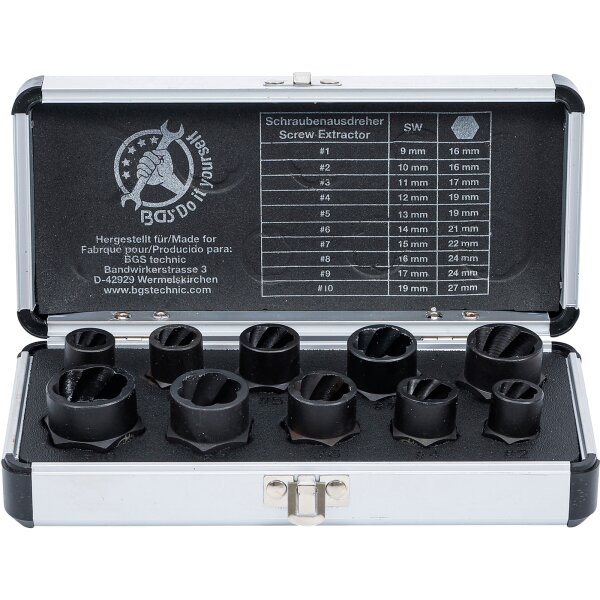BGS DIY Spezial-Steckschlüsseleinsätze "Twist", 9-19mm, 10 (3/8), 10-tlg.