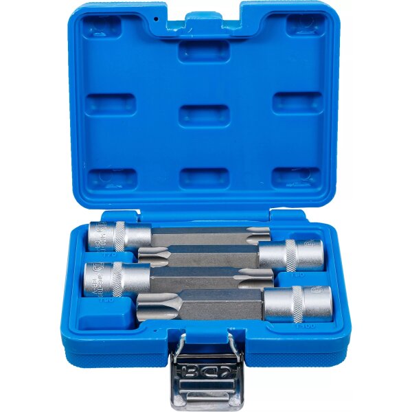 BGS Bit-Einsatz-Satz | Antrieb Innenvierkant 12,5 mm (1/2") | T-Profil (für Torx) mit Bohrung | 4-tlg.
