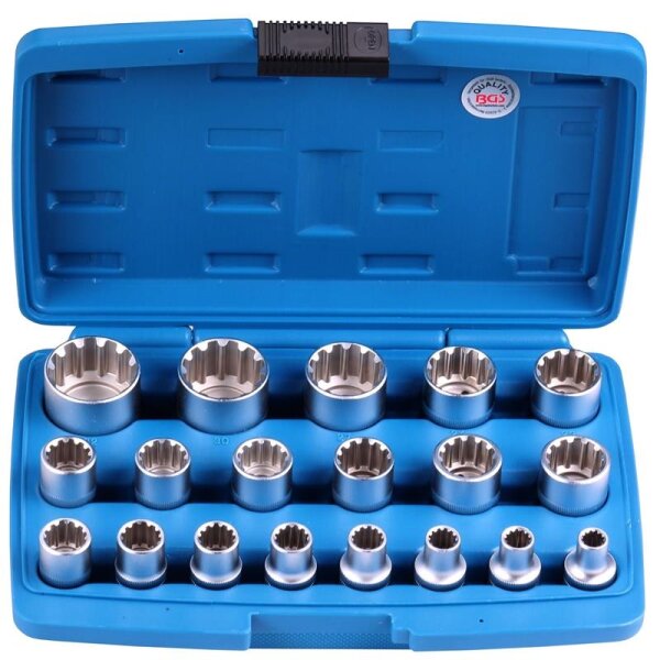 BGS Gear Lock Steckschlüsseleinsätze 12.5 mm 1/2", 19-tlg.