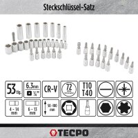 TECPO Steckschlüssel-Satz, 53-teilig, 1/4"...