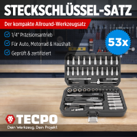 TECPO Steckschlüssel-Satz, 53-teilig, 1/4"...
