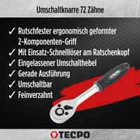 TECPO Steckschlüssel-Satz, 53-teilig, 1/4" Antrieb, KFZ Auto Schlüssel