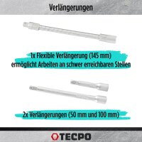 TECPO Steckschlüssel-Satz, 53-teilig, 1/4" Antrieb, KFZ Auto Schlüssel