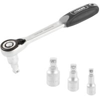 TECPO Umschaltknarren-Satz 8-tlg. mit abgewinkelten Adaptern und Koffer, Profi-Set