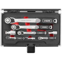 TECPO Umschaltknarren-Satz 8-tlg. mit abgewinkelten Adaptern und Koffer, Profi-Set
