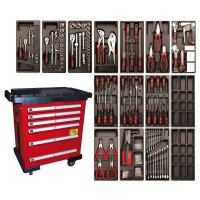 BGS DIY Werkstattwagen, 6 Schubladen, inkl. 118 Werkzeugen