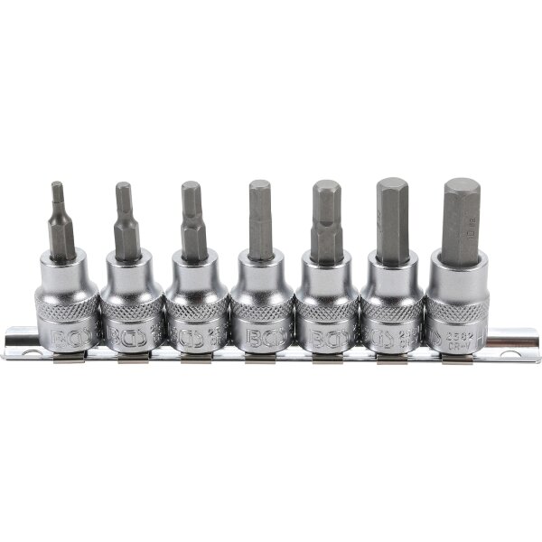 BGS Bit-Einsatz-Satz | Antrieb Innenvierkant 10 mm (3/8") | Innensechskant 3 - 10 mm | 7-tlg.