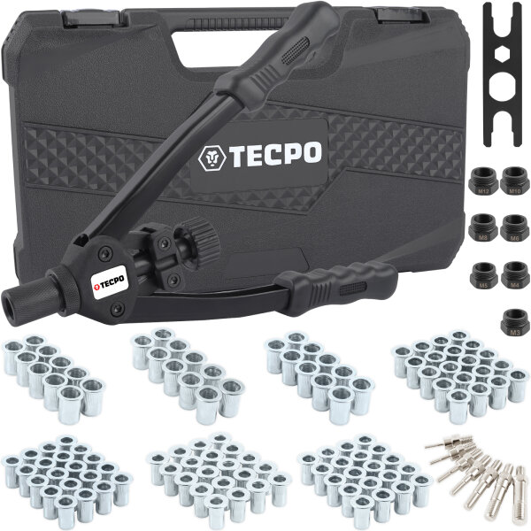 TECPO Nietmutternzangen Satz M3-M12, 110-teilig