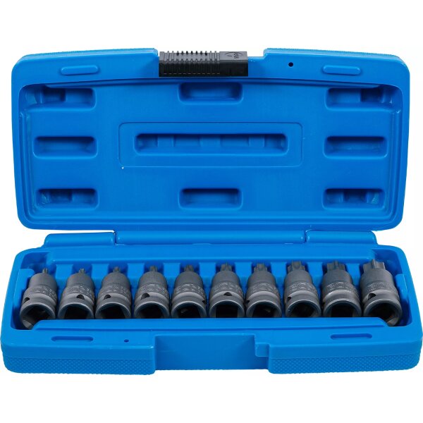 BGS Kraft-Bit-Einsatz-Satz | Antrieb Innenvierkant 12,5 mm (1/2") | T-Profil (für Torx) T20 - T70 | 10-tlg.