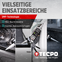 TECPO Universal Klebe- und Dichtstoff FLEX SEAL 522 SCHWARZ 1K MS-Polymer UV-stabil und witterungsbeständig