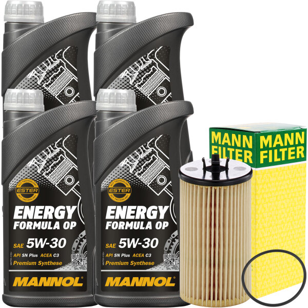 MANN-FILTER Ölfilter + MANNOL O.E.M. 5W-30, 4x1L