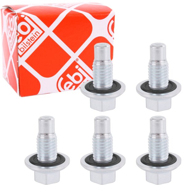 5x FEBI Verschlußschraube, Ölwanne, Ölablassschraube