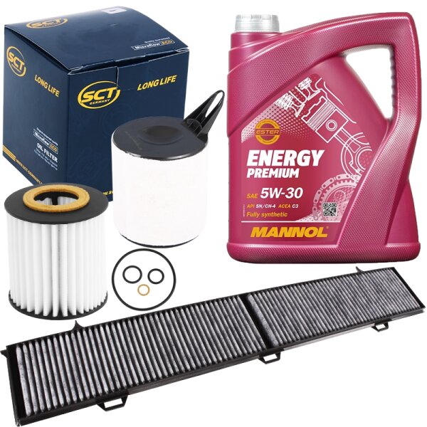 SCT Inspektionspaket + MANNOL ENERGY PREMIUM 5w30 Öl, 5L