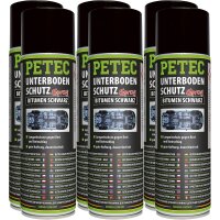 6x PETEC Unterbodenschutz Bitumen Spray schwarz, 500 ml
