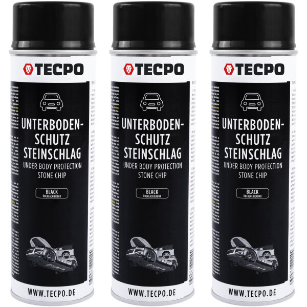 3x TECPO Unterbodenschutz überlackierbar schwarz, 500 ml