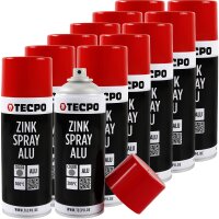 12x TECPO Zink Spray ALU Hell 400 ml bis 300°C...
