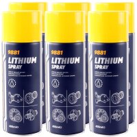 6x MANNOL Lithium Spray, 400 ml