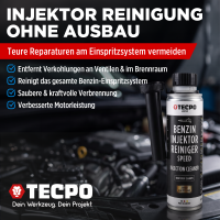 4x TECPO Injektor Reiniger ESTER Benzin Einsprizdüsen Additiv, 300 ml