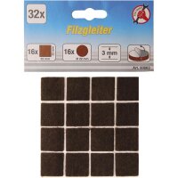 BGS DIY Filzgleiter, braun, 32-tlg.
