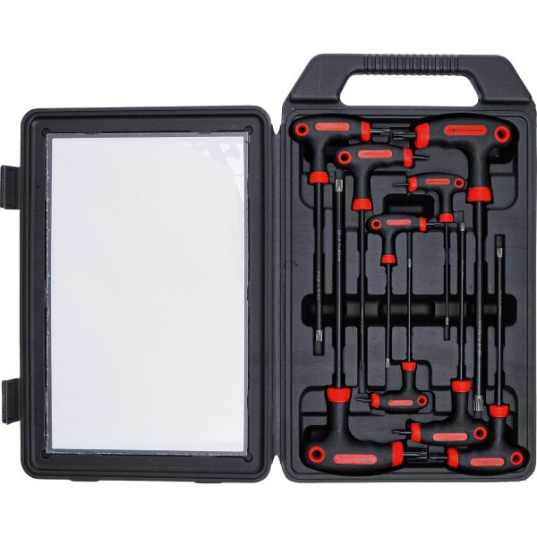 BGS DIY  Schraubendreher-Satz mit T-Griff und seitlicher Klinge | T-Profil (für Torx) mit Bohrung | T10 - T50 | 9-tlg.