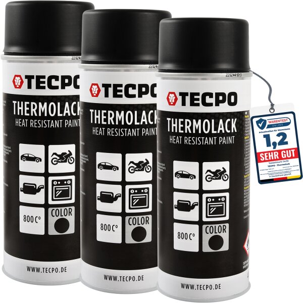3x TECPO Thermolack Auspufflack Ofenlack 800°C schwarz 400 ml