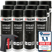 12x TECPO Autolack schwarz matt 500 ml + Pistolengriff