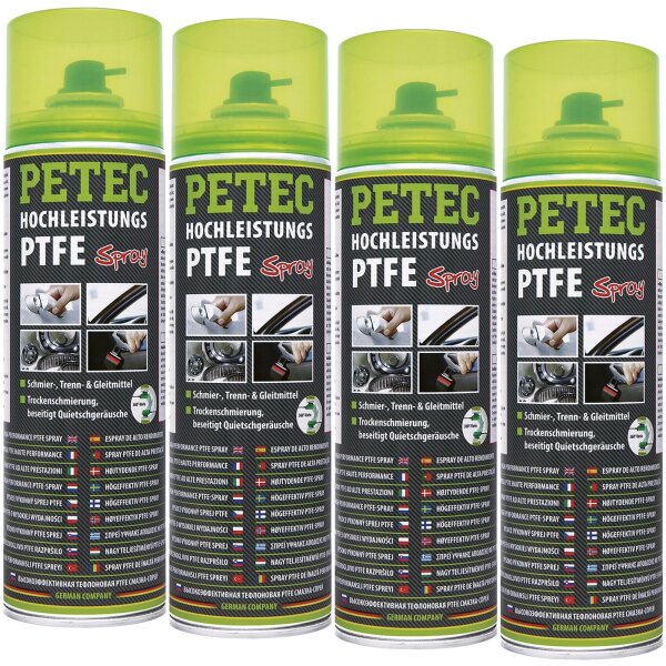 4x PETEC Hochleistungs- PTFE- Spray, 500 ml
