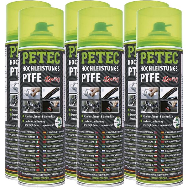 6x PETEC Hochleistungs- PTFE- Spray, 500 ml