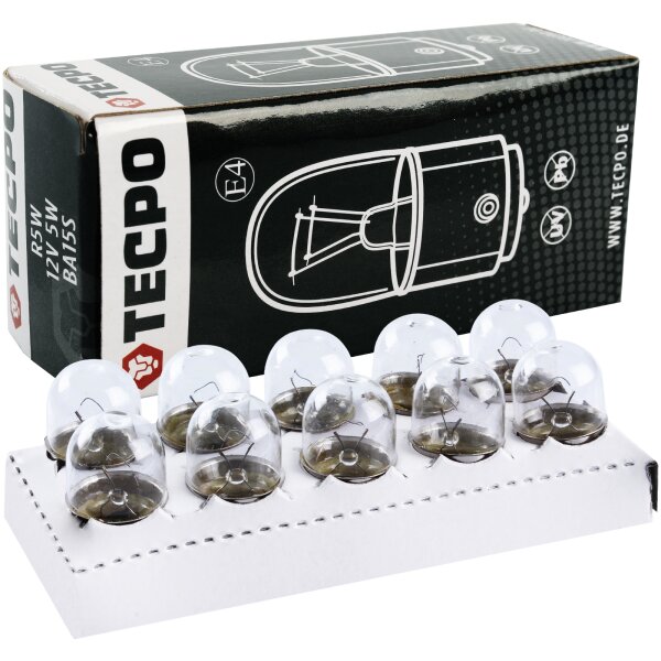 TECPO Glühbirne R5W Autolampe, 12V 5W, BA15S, 10 Stück