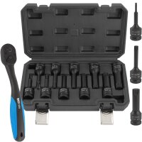 Kraft-Bit-Einsatz-Satz Vielzahn | M4 - M18 | 1/2 Zoll | 10-teilig + Umschaltknarre 12,5 mm (1/2")