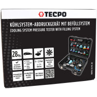 TECPO Kühlsystem Abdrückgerät + TECPO Kühlerfrostschutz Rot, 5 Liter