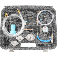 TECPO Kühlsystem Abdrückgerät + TECPO Kühlerfrostschutz Rot, 5 Liter