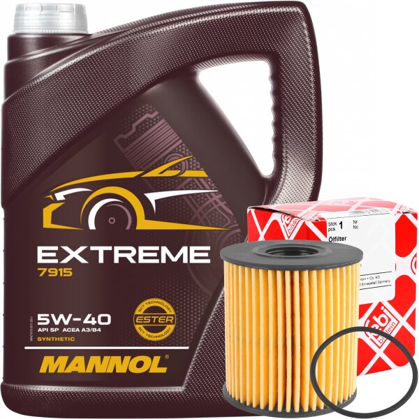 FEBI BILSTEIN Ölfilter + MANNOL Extreme 5W-40, 5 Liter