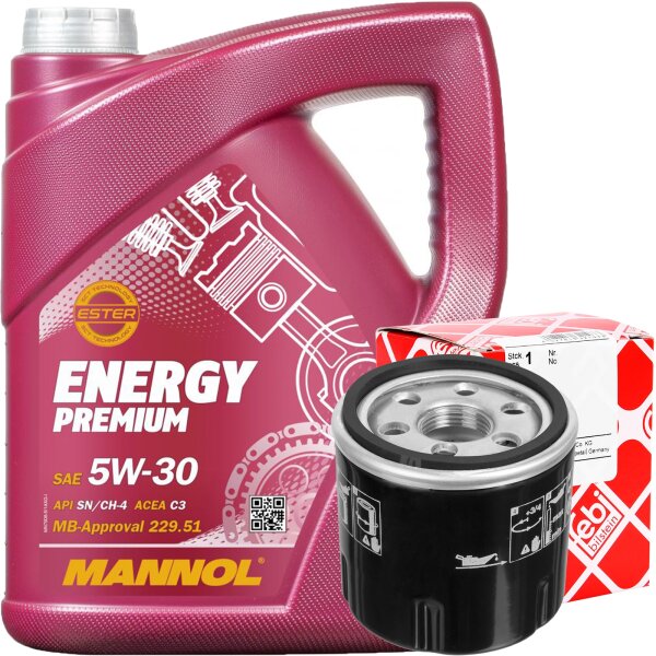 FEBI BILSTEIN Ölfilter + MANNOL Energy Premium 5W-30, 5L