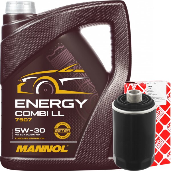 FEBI BILSTEIN Ölfilter + MANNOL Energy Combi LL 5W-30, 5L