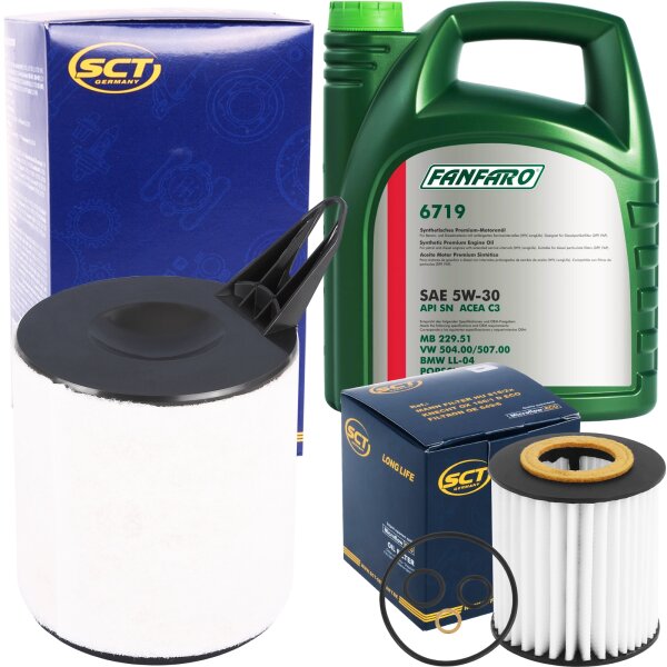 SCT Filterpaket + FANFARO 5W-30 BMW LL-04, 5 Liter