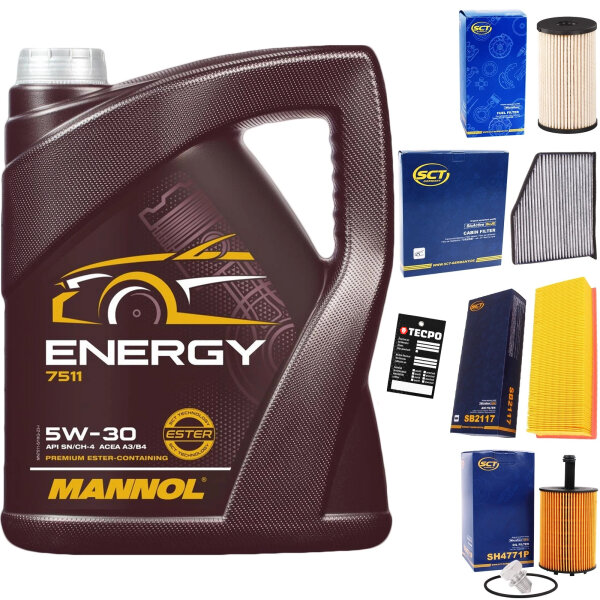 Inspektionspaket für VAG + 5 Liter Motoröl 5W-30 Energy
