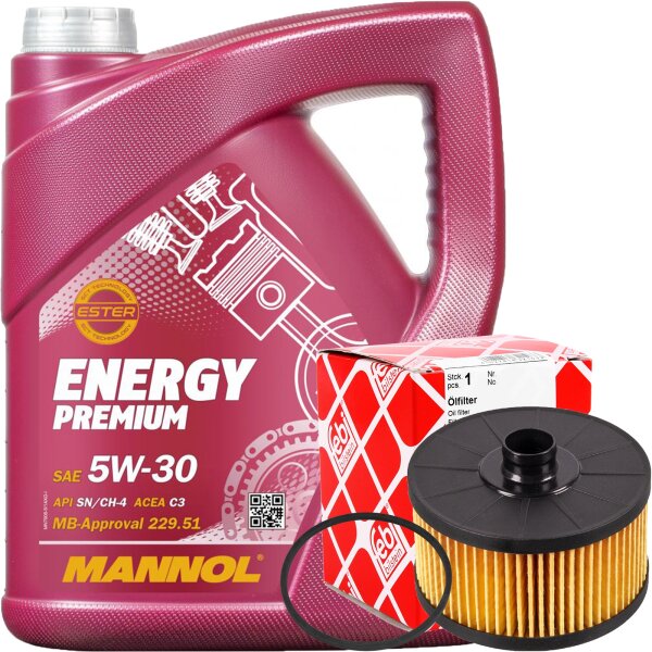 FEBI BILSTEIN Ölfilter + MANNOL Energy Premium 5W-30, 5L