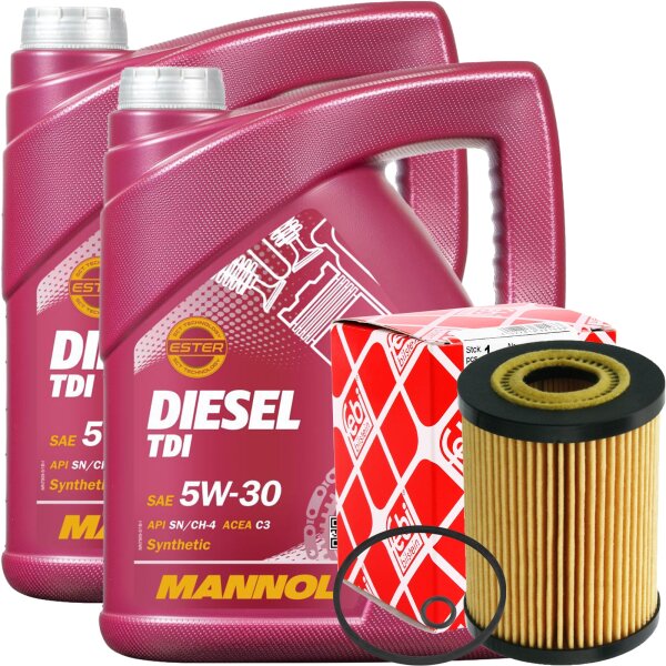 FEBI BILSTEIN Ölfilter + MANNOL Diesel TDI 5W-30, 10 Liter