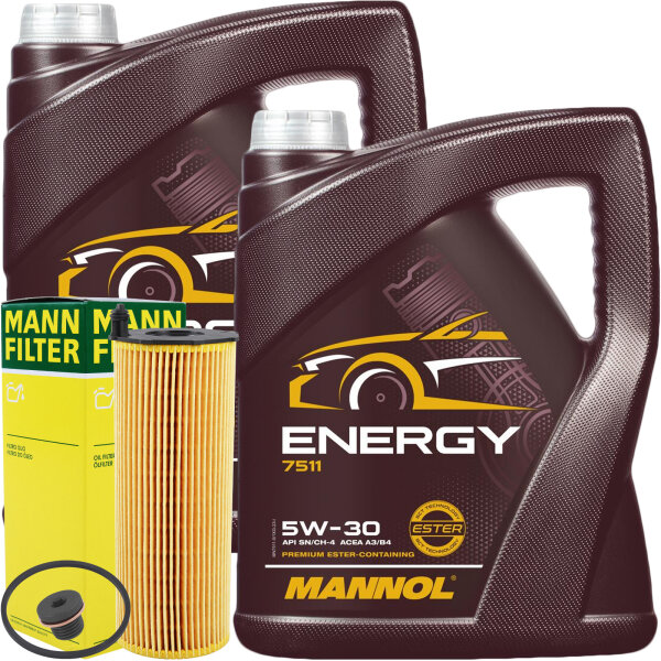MANN-FILTER Ölfilter + Schraube + MANNOL Energy 5W-30, 10 Liter