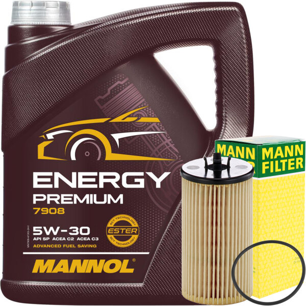 MANN-FILTER Ölfilter + MANNOL MN7908-4 ENERGY PREMIUM 5W-30, 4L