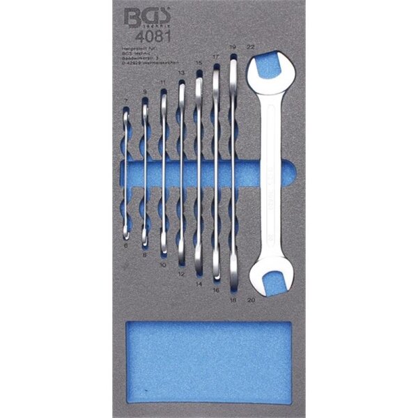 BGS DIY 1/3 Werkstattwageneinlage: Doppelmaulschlüssel-Satz, 6-22 mm, 8-tlg.