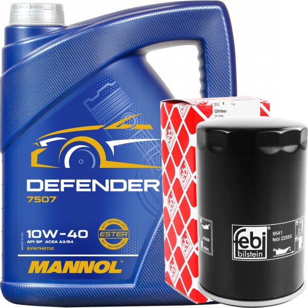 FEBI BILSTEIN Ölfilter + MANNOL Defender 10W-40, 1x5 Liter