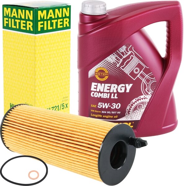 MANN-FILTER Ölfilter + MANNOL Energy Combi LL 5W-30, 5L