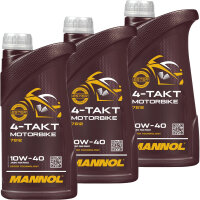 3x MANNOL 10W-40 ESTER Technology 4-Takt Motorbike, 1L