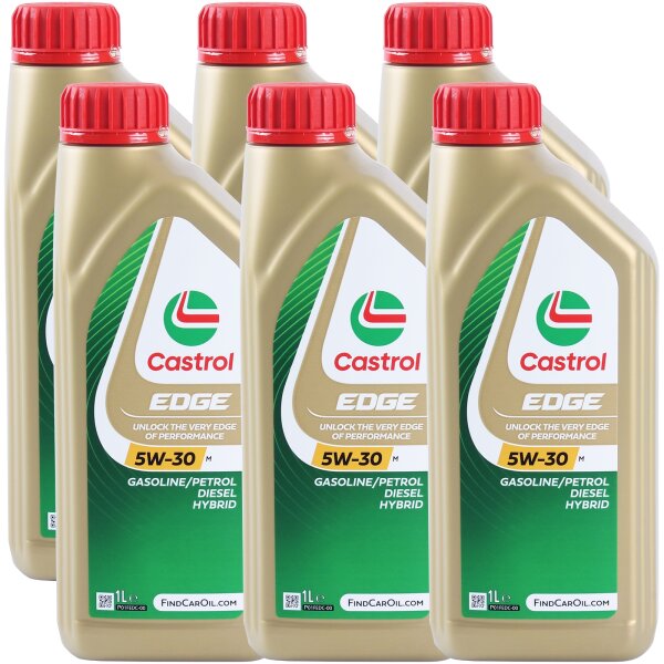 6x CASTROL EDGE M 5W-30 15BF68, 1L