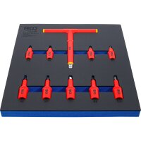 BGS Werkstattwageneinlage 2/3: VDE-Bit-Einsatz-Satz | Antrieb Innenvierkant 10 mm (3/8") / 12,5 mm (1/2") | Innensechskant 4 - 10 mm | 10-tlg.