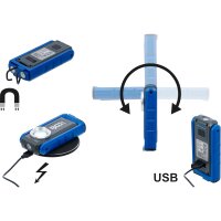 BGS COB-LED-Werkstattleuchte mit Magnet und Haken | klappbar | mit induktiver Ladefunktion