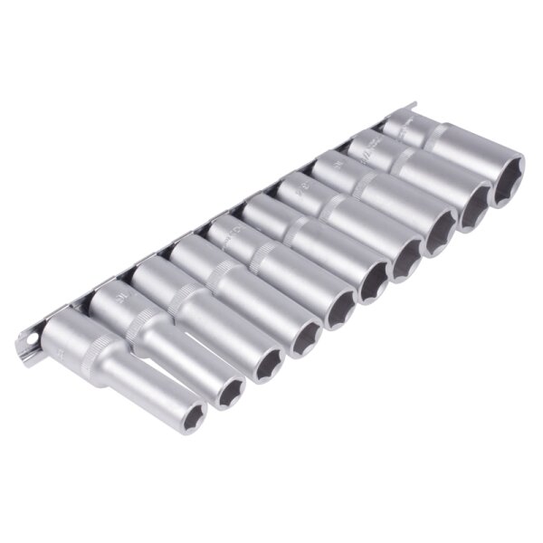 BGS Steckschlüssel-Einsatz-Satz Sechskant, tief | Antrieb Innenvierkant 12,5 mm (1/2") | Zollgrößen | 10-tlg.