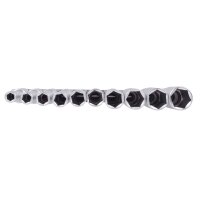 BGS Steckschlüssel-Einsatz-Satz Sechskant, tief | Antrieb Innenvierkant 12,5 mm (1/2") | Zollgrößen | 10-tlg.